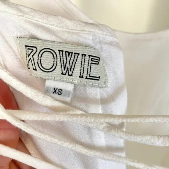 XS ROWIE THE LABEL White cross over back lined mini dress beach - Picture 2 of 8